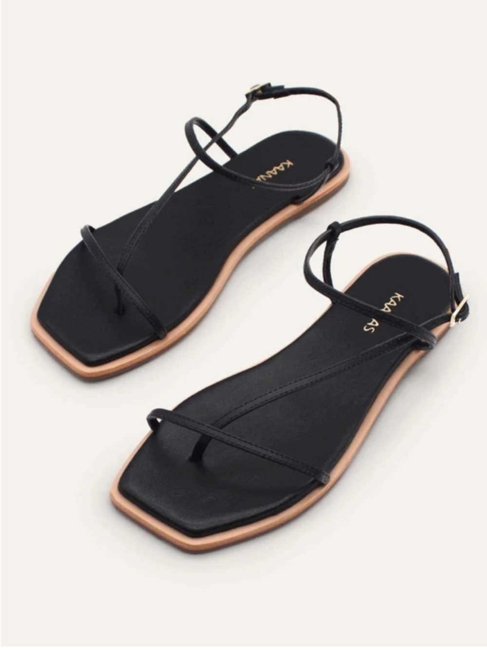 Kaanas Alayta Black Strappy Sandals Size 8